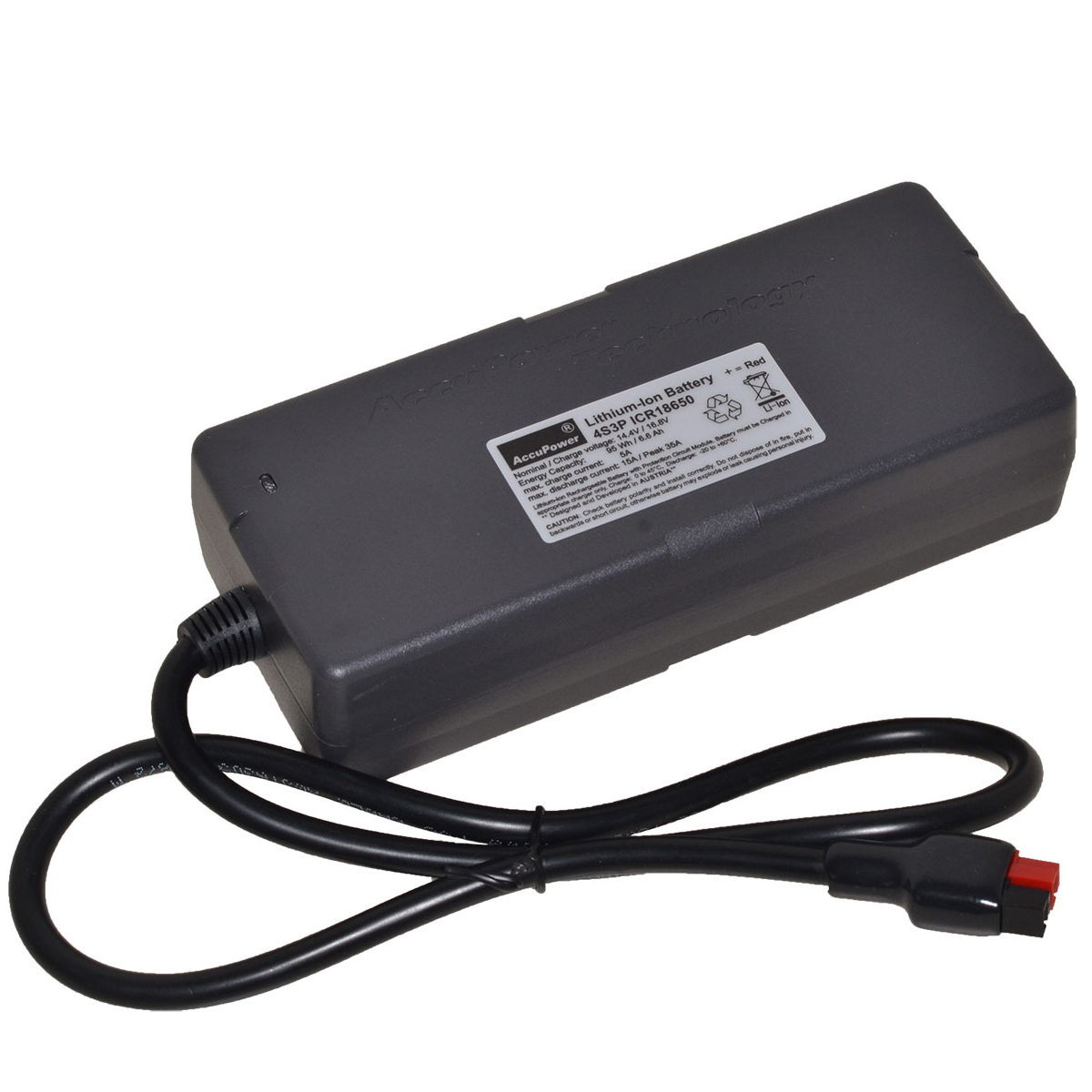 AccuPower lithium battery pack 4S3P 14,4V 6,6Ah 95Wh in housing with cable