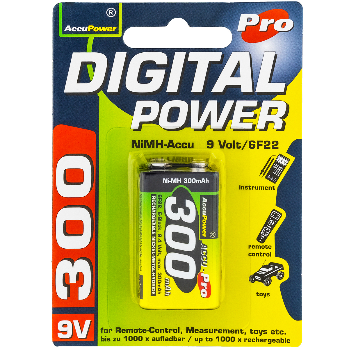 AccuPower AP300-2 9-Volt NiMH battery