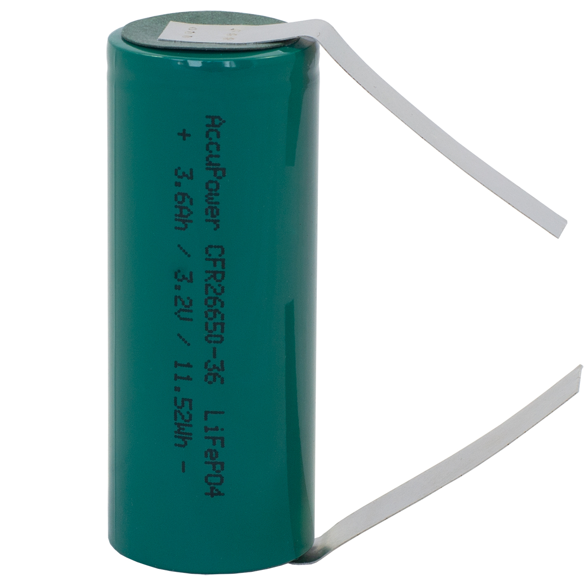 AccuPower LiFePO4 26650 3,2V 3600mAh with solder tag u-shaped