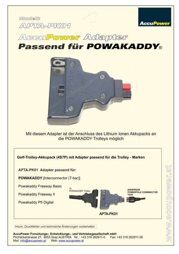 AccuPower Adapter suitable for Powakaddy